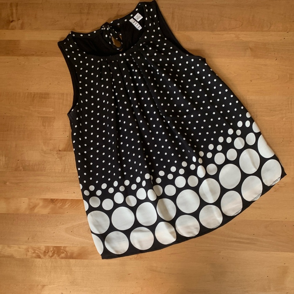ELLE Black and White Polka Dot Sleeveless Top